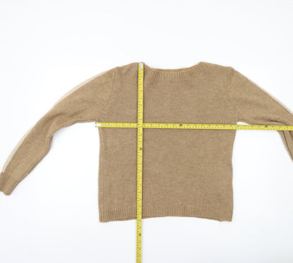 BARCODE Womens Beige Knit Pullover Jumper M Regular Crew Neck