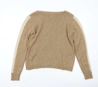 BARCODE Womens Beige Knit Pullover Jumper M Regular Crew Neck