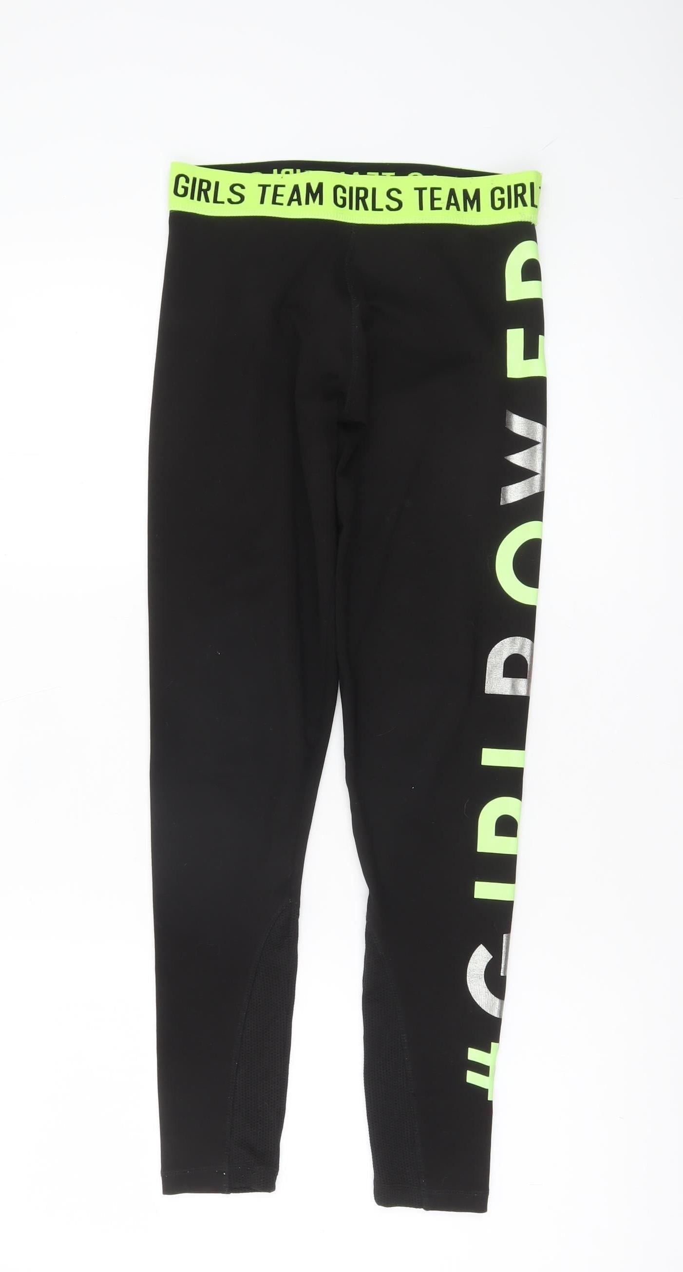 Dunnes Stores Girls Black Ankle Leggings M #GirlPower Sports Activewear