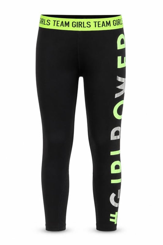 Front view of Dunnes girls’ black ankle leggings m #girlpower sports activewear