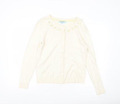 Dickins & Jones Women’s Ivory Cardigan S Crew Neck Beaded Floral