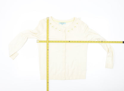 Dickins & Jones Women’s Ivory Cardigan S Crew Neck Beaded Floral