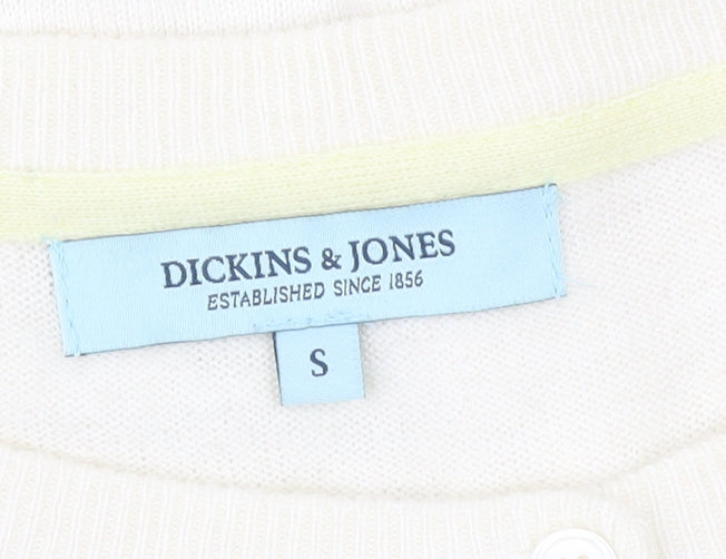 Dickins & Jones Women’s Ivory Cardigan S Crew Neck Beaded Floral