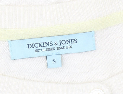 Dickins & Jones Women’s Ivory Cardigan S Crew Neck Beaded Floral
