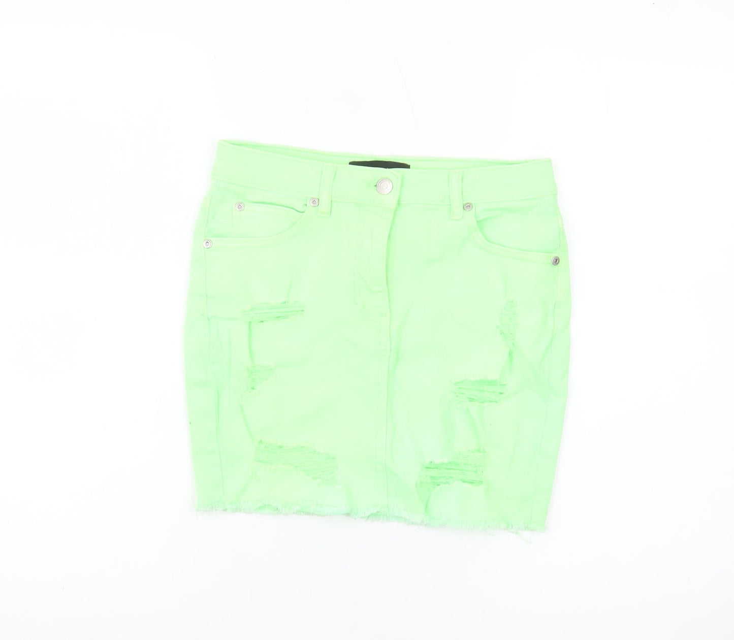 Parisian Women Green Size 8 Distressed Denim Pencil Mini Skirt