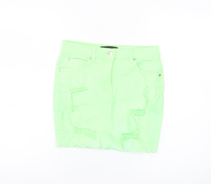 Parisian Women Green Size 8 Distressed Denim Pencil Mini Skirt