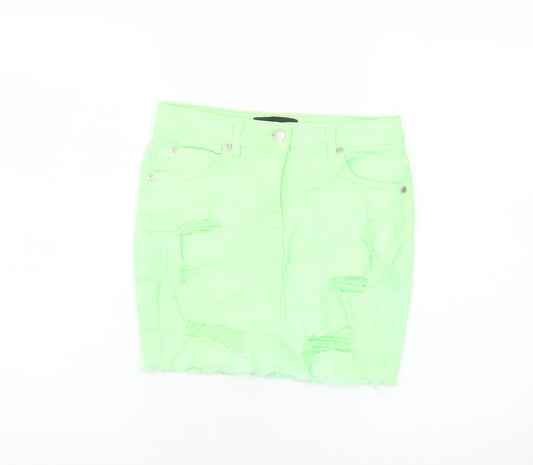 Parisian Women Green Size 8 Distressed Denim Pencil Mini Skirt