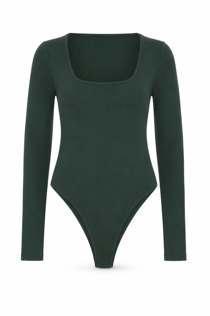 4th & Reckless Women’s Green Square Neck Long Sleeve Bodysuit Size S