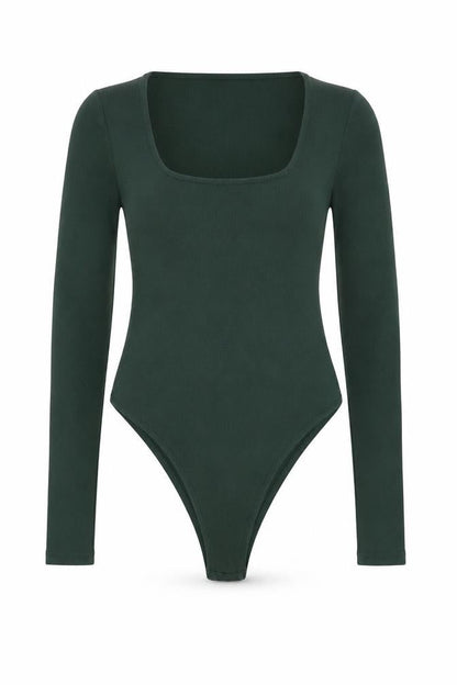 4th & Reckless Women’s Green Square Neck Long Sleeve Bodysuit Size S