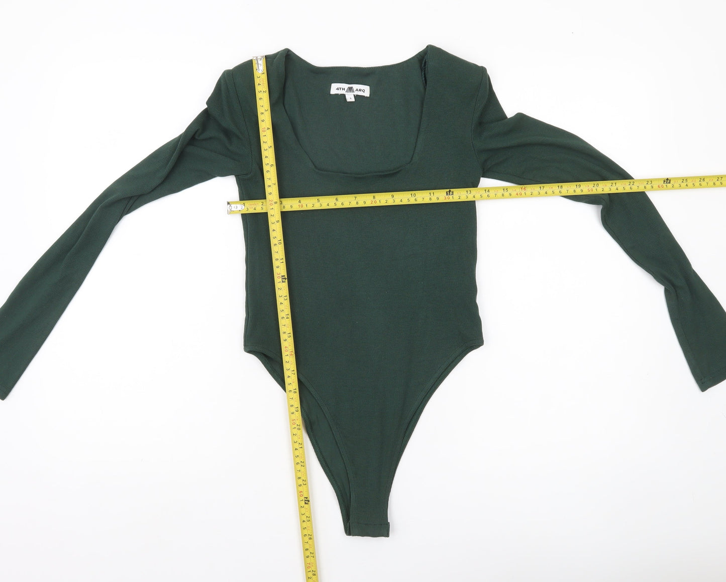 4TH ARQ Women’s Green Square Neck Long Sleeve Bodysuit Size S