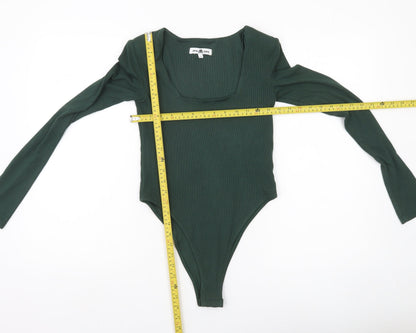 4TH ARQ Women’s Green Square Neck Long Sleeve Bodysuit Size S