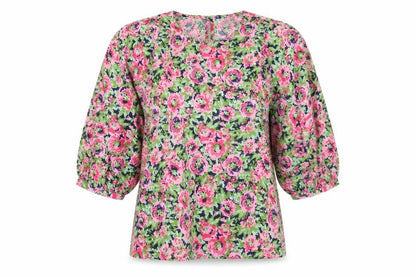 Vila Womens Floral Multicoloured Blouse Size 6 Puff Sleeve