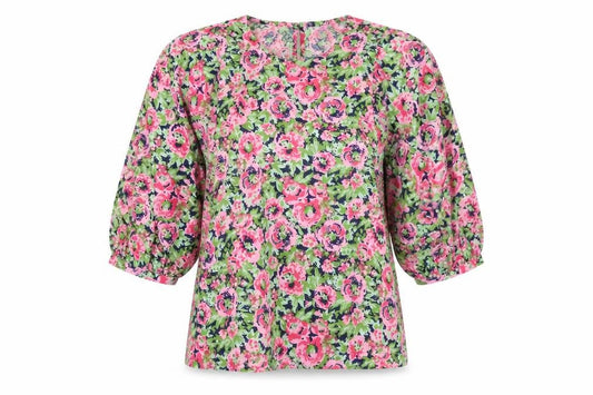 Vila Womens Floral Multicoloured Blouse Size 6 Puff Sleeve