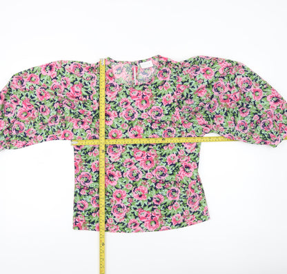 Vila Womens Floral Multicoloured Blouse Size 6 Puff Sleeve