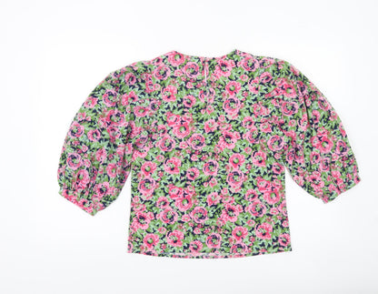 Vila Womens Floral Multicoloured Blouse Size 6 Puff Sleeve