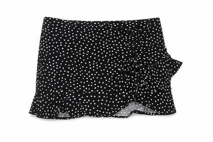 Stradivarius Women’s Black Polka Dot Wrap Ruffle Skirt Size 14