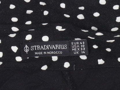 Stradivarius Women’s Black Polka Dot Wrap Ruffle Skirt Size 14