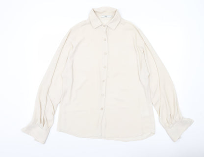 Stills Womens Ivory Button-Up Shirt Size 10 Long Sleeve Workwear