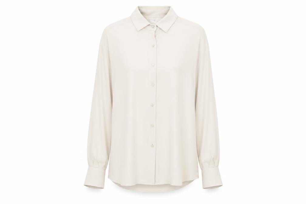 Stills Womens Ivory Button-Up Shirt Size 10 Long Sleeve Workwear