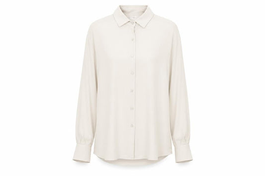 Stills Womens Ivory Button-Up Shirt Size 10 Long Sleeve Workwear