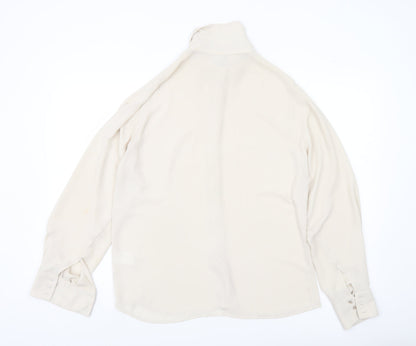 Stills Womens Ivory Button-Up Shirt Size 10 Long Sleeve Workwear