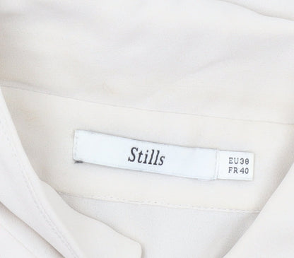 Stills Womens Ivory Button-Up Shirt Size 10 Long Sleeve Workwear