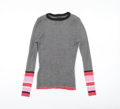 ONLY Womens Black Striped Slim Fit Knit Jumper Size S