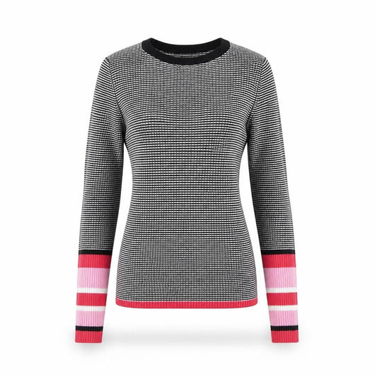 ONLY Womens Black Striped Slim Fit Knit Jumper Size S