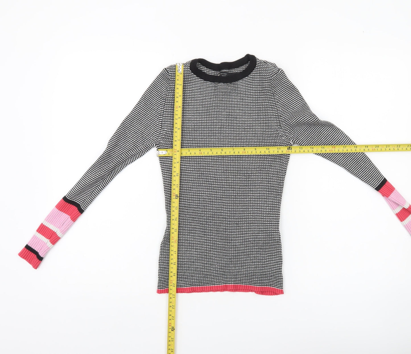 ONLY Womens Black Striped Slim Fit Knit Jumper Size S