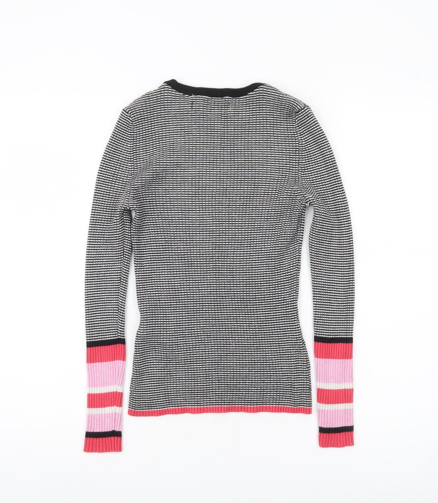 ONLY Womens Black Striped Slim Fit Knit Jumper Size S