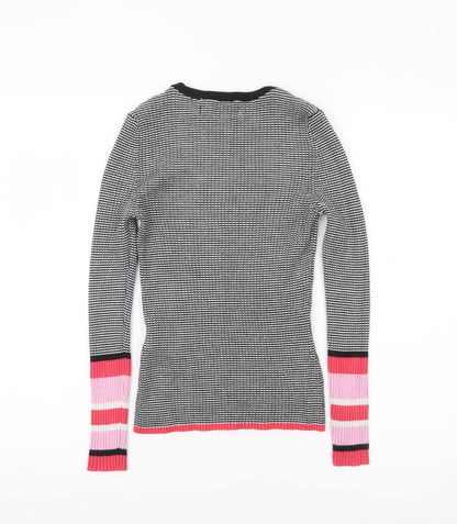 ONLY Womens Black Striped Slim Fit Knit Jumper Size S