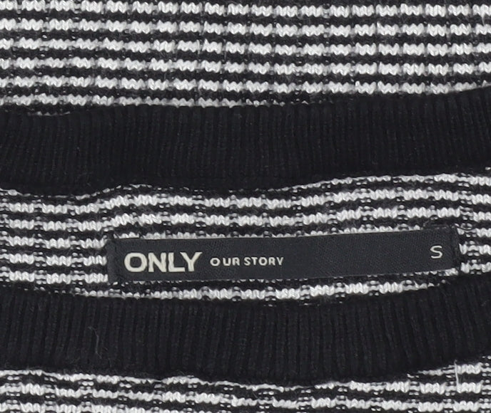ONLY Womens Black Striped Slim Fit Knit Jumper Size S