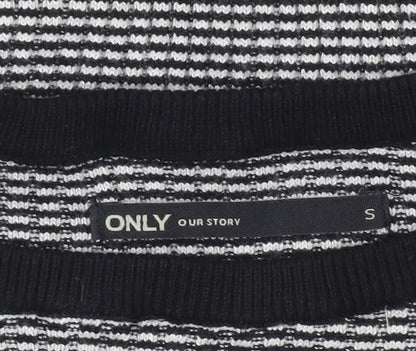ONLY Womens Black Striped Slim Fit Knit Jumper Size S