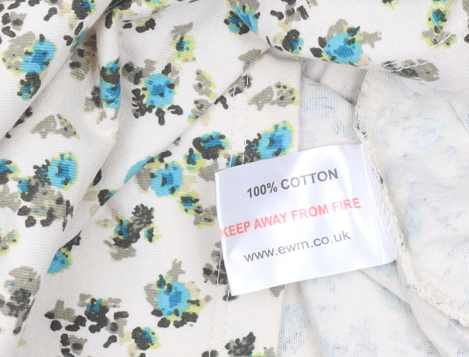 Honor Millburn Women’s Ivory Floral Cotton T-Shirt Size 14 Regular