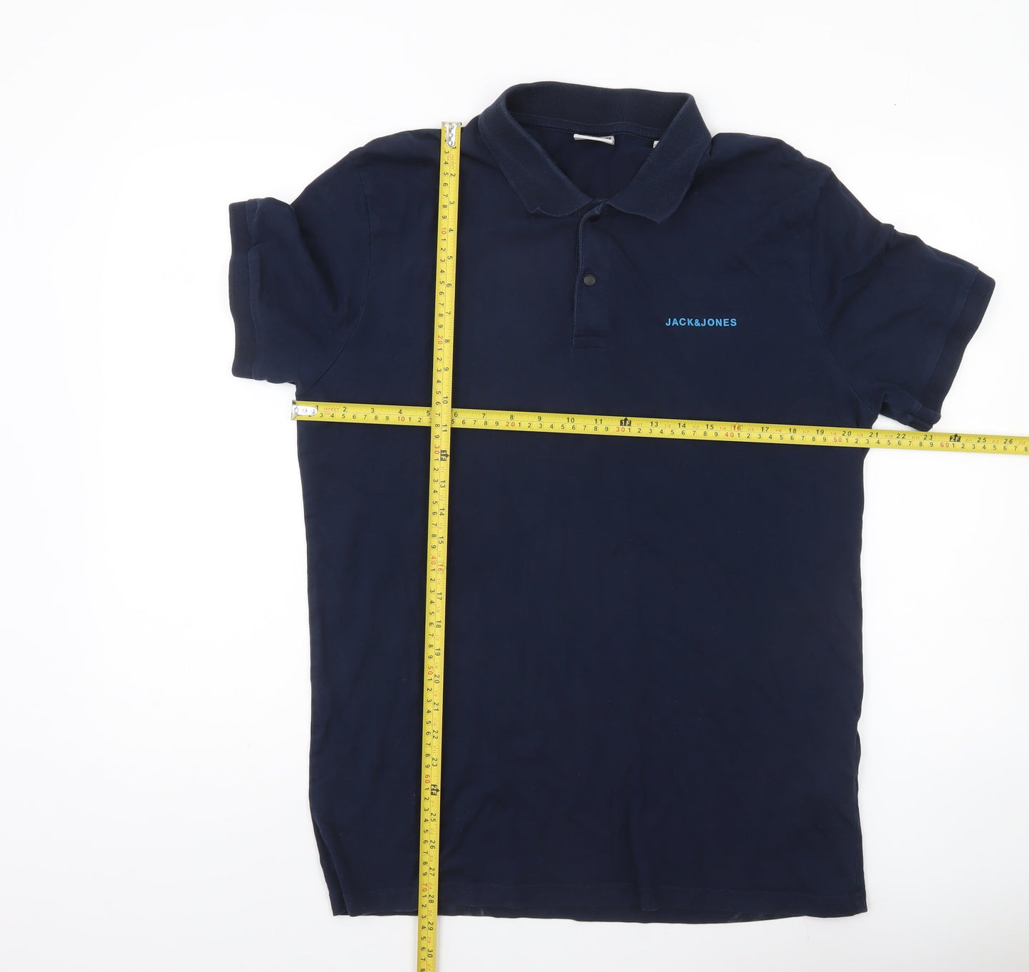 Jack & Jones Mens Blue XL Polo Shirt Short Sleeve Cotton Casual