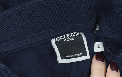 Jack & Jones Mens Blue XL Polo Shirt Short Sleeve Cotton Casual