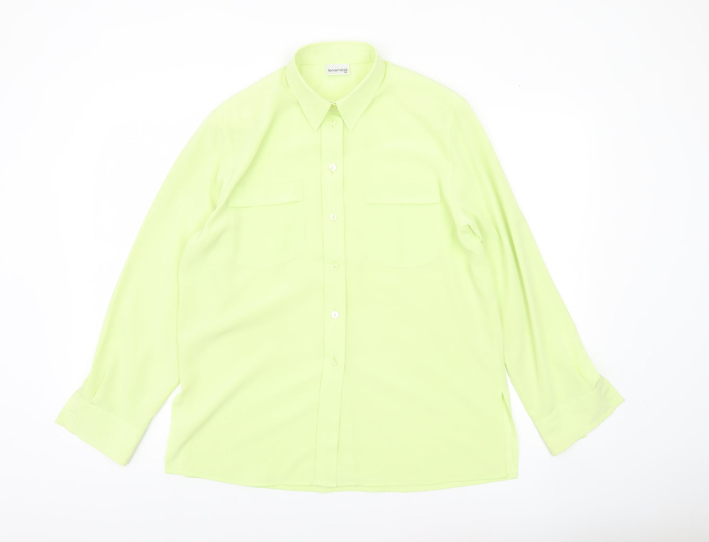 Bianca Womens Green Size 10 Button-Up Shirt Long Sleeve Work Blouse