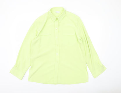 Bianca Womens Green Size 10 Button-Up Shirt Long Sleeve Work Blouse