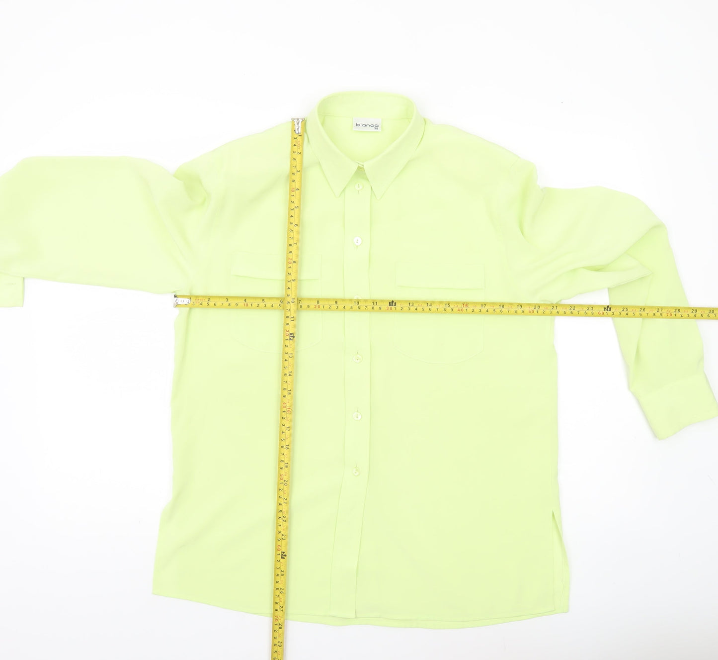 Bianca Womens Green Size 10 Button-Up Shirt Long Sleeve Work Blouse