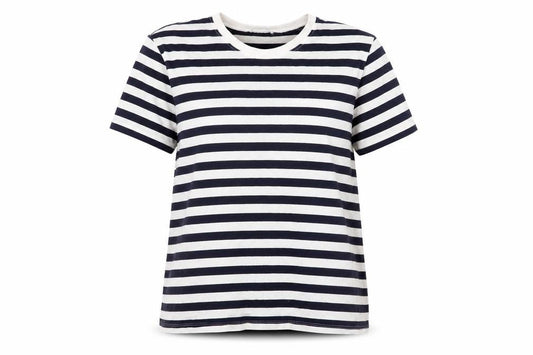Zara Womens Blue White Striped Cotton T-Shirt Size M Nautical