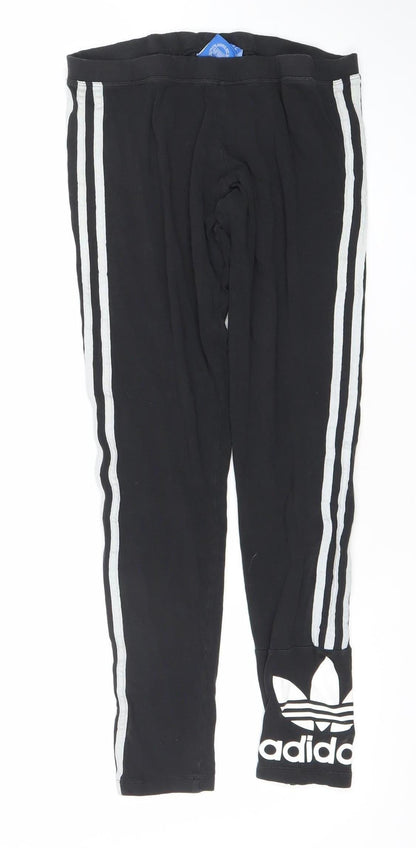 Adidas Womens Black Leggings Size 12 Slim Fit Athleisure Activewear
