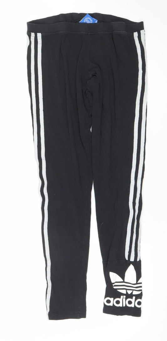 Adidas Womens Black Leggings Size 12 Slim Fit Athleisure Activewear