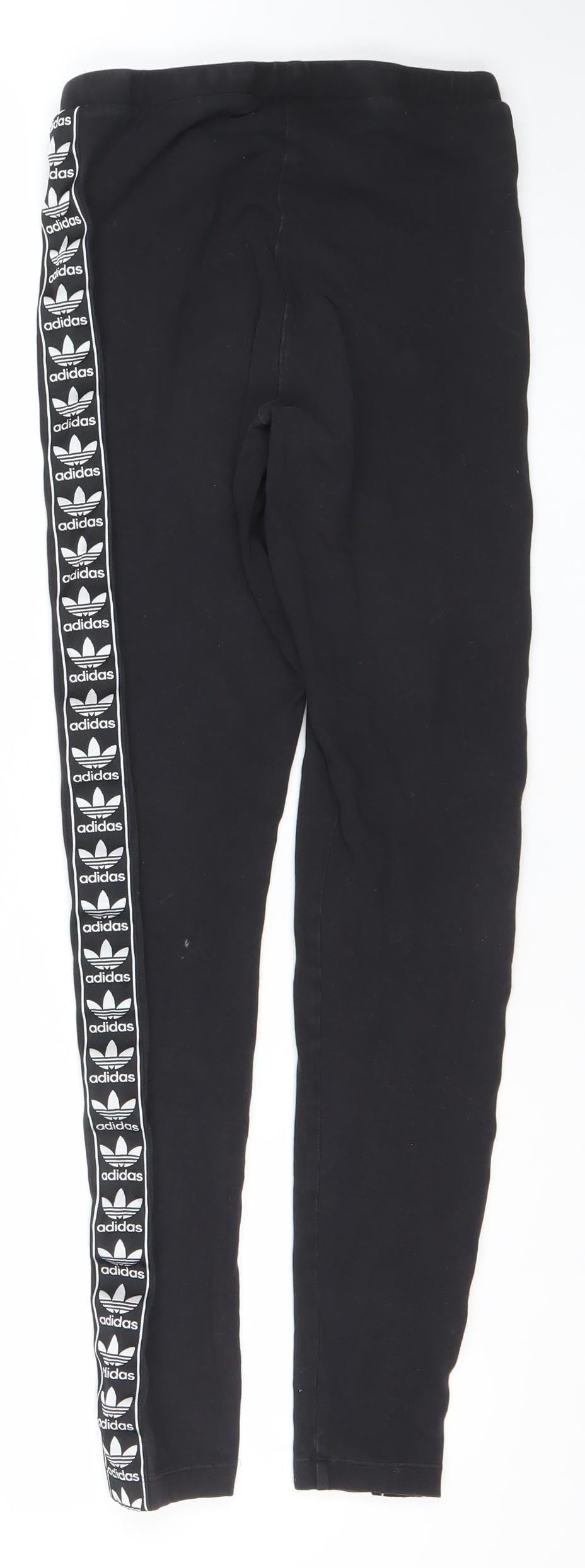 Adidas Womens Black Size 8 Slim Fit Logo Leggings