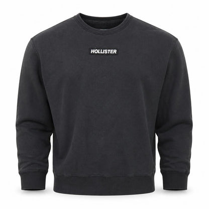 Hollister Mens Black Sweatshirt M Pullover Logo Crew Neck Long Sleeve