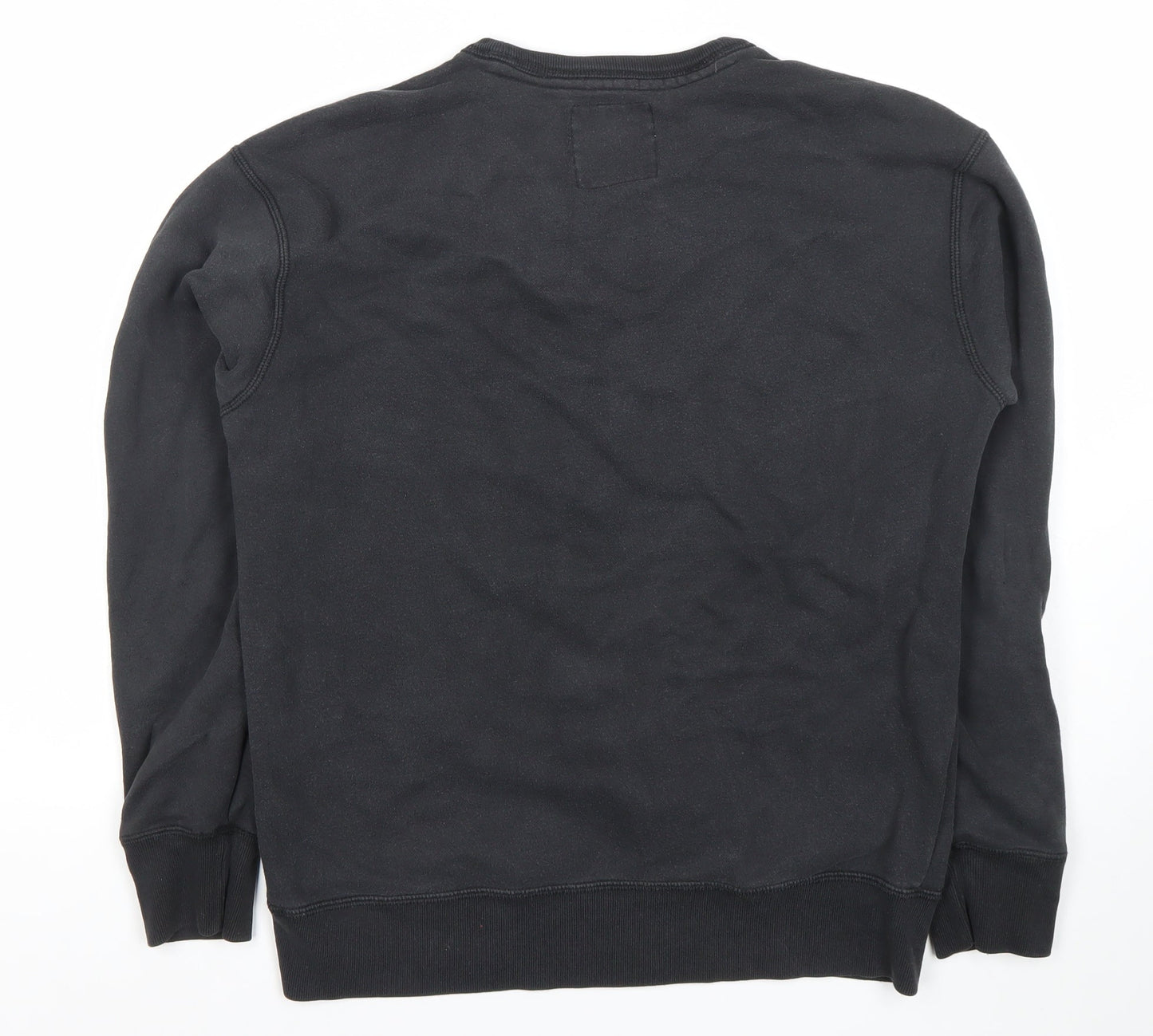 Hollister Mens Black Sweatshirt M Pullover Logo Crew Neck Long Sleeve