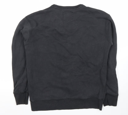 Hollister Mens Black Sweatshirt M Pullover Logo Crew Neck Long Sleeve