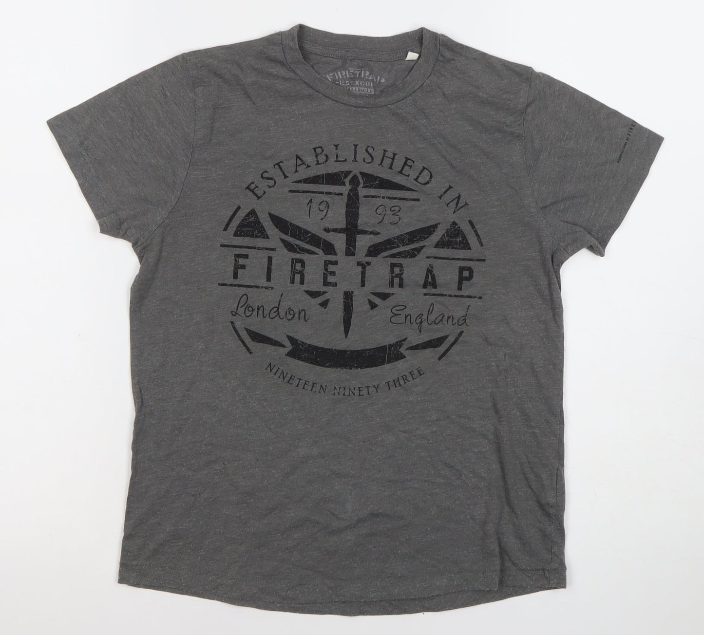 Boys UK Size 9-10 Years Firetrap Grey Basic T-Shirt