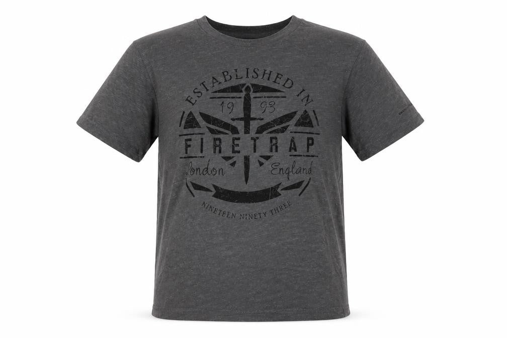 Boys UK Size 9-10 Years Firetrap Grey Basic T-Shirt