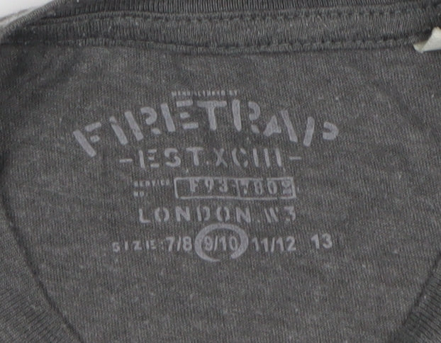 Boys UK Size 9-10 Years Firetrap Grey Basic T-Shirt