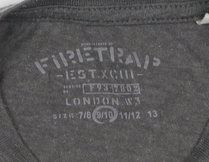 Boys UK Size 9-10 Years Firetrap Grey Basic T-Shirt